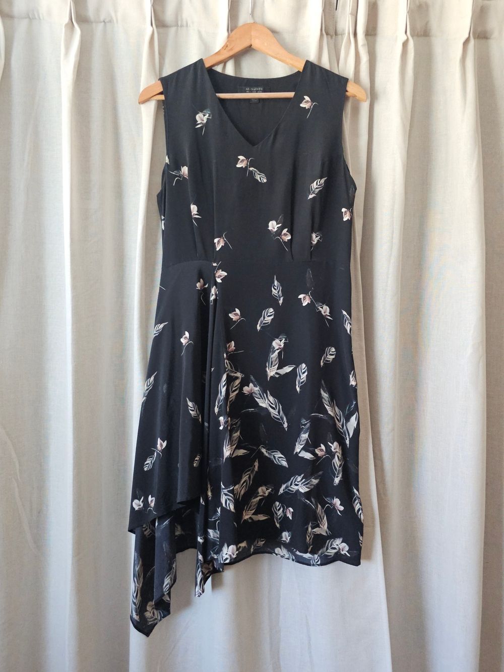 AllSaints Vista Silk Asymmetric Dress – UK 10 / US 6
